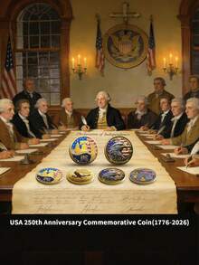 Set Koin Tantangan Peringatan Ulang Tahun ke-250 AS dengan Kotak Hadiah, Koin Koleksi Patriotik Amerika 1776–2026, Koin Suvenir Enamel Gaya Militer untuk Hadiah & Koleksi Hari Kemerdekaan - MultiWarna - View 9