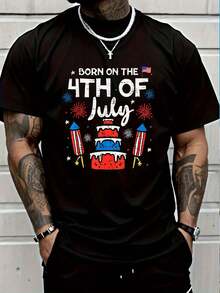 100% Cotton Vintage 4th Of July Legends Are Born In July Men Women T-Shirt Casual Short Sleeve Shirt Women's Men Graphic Tee - 黑色9 - 查看 1
