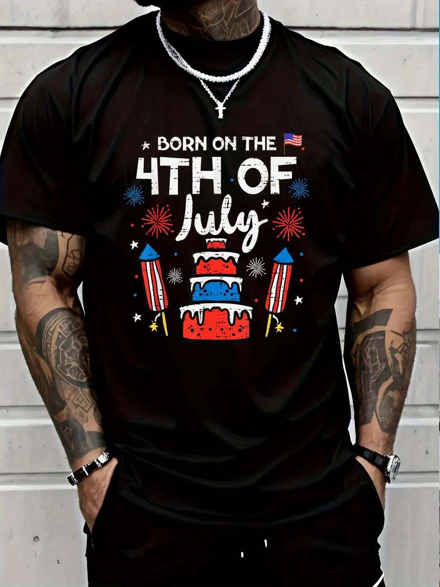 100% Cotton Vintage 4th Of July Legends Are Born In July Men Women T-Shirt Casual Short Sleeve Shirt Women's Men Graphic Tee - 黑色9 - 查看 1