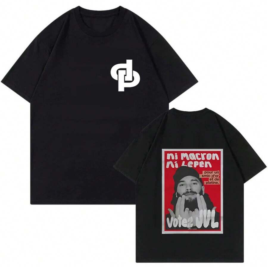 Maglietta con stampa del rapper francese JUL 2026 per uomo e donna, maglietta a maniche corte, maglietta grafica Y2k, top, abbigliamento, maglietta casual alla moda Harajuku - nero830-812 - Visualizzare 1
