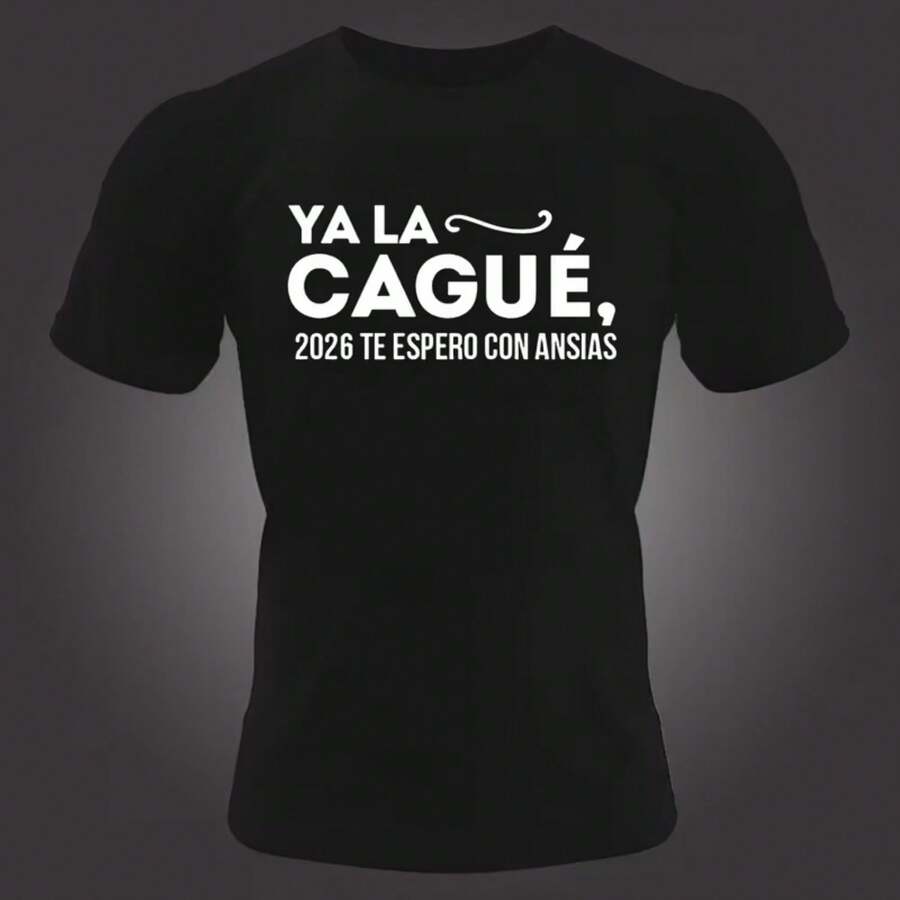 Funny Short Sleeve T-Shirt For Men - Summer Top In Spanish - Black - View 1