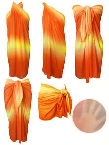 1 chiếc khăn lưới vuông đa năng buộc nhuộm loang màu gradient, khăn choàng che đi cho nữ đi biển nghỉ dưỡng - Nhiều màu - Xem 10