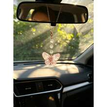 1pc Crystal Bead Butterfly Car Interior Decoration Pendant, Car Rearview Mirror Decoration Accessories - A - View 6