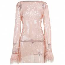 Fashionable Nightclub Sequined Mesh Dress, New Autumn Style, See-Through  Sexy Women's Dress With A High-End Design Sense - 粉色 - 查看 6