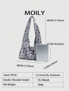 1pc Silver Silk Shoulder Bag, Magnetic Closure, Silk Material - Silver - View 2