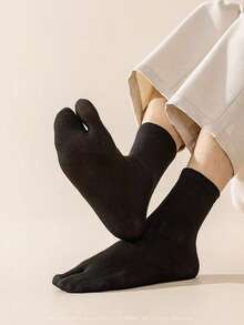 1/3 Pairs Japanese Style Split Toe Socks For Men, All Season Thin Breathable Toe Socks, Black, Unisex - Multicolor - View 6