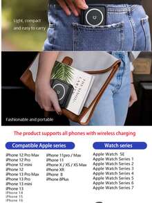 Multifunctional 3 In 1 Portable Magnetic Wireless Phone Charger Stand Pad For IPhone 16 15 14 13 Pro Max Wireless Charger For Apple Watch Fast Charging Station - White - View 11