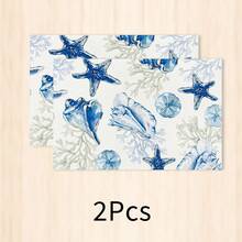 1pc Ocean Style Linen Placemat, Breakfast Mat, Coffee Mat, Cup Coaster, Bowl & Plate Mat, Kitchen Accessory, Easy To Clean Placemat, Suitable For Home, Restaurant, Restaurant Decor, Holiday Gift, Gift For Friends, Multi-Piece Set - Multicolor - View 18