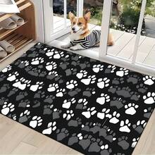 1 pieza, Decoración del hogar, Alfombra de barro de diatomeas con estampado de huella de pata, Fácil de limpiar, Impresión 3D rectangular, Adecuada para entrada, sala de estar, cocina, dormitorio, pasillo, baño, lavandería - Alfombra de poliéster, Adecuada para decoración del hogar interior y exterior - Multicolor - Ver 2