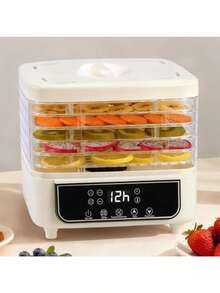 Deshidratador de Alimentos con 5 Bandejas Transparentes Apilables panel Táctil Inteligente Temporizador ajustable de 72 horas y control de temperatura de 35 a 70 °C para fruta carne verduras - Blanco5bandejas - Ver 4