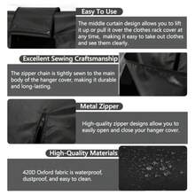 59" Garment Rack Cover, Clothes Closet Bag, Clothing Covers Hanging Rolling Only Portable Storage Zipper Rail Wardrobe Coat, Dustproof Cloth Bags Covering Fits Garmet Hanger Covers For Racks Suit Dress - Black - View 4