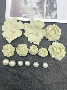 14er Set Vintage einfarbige 3D Blumen PVC Schuh-Charms Barock Rose Clog Schuh-Schnallen DIY Dekoration Kunstperlen Schuh-Clips - Verschiedenfarbig - Übersicht 13