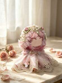 1pc Pearl Lace Dress Set, Suitable For BJD Dolls, Back To School Gift, Birthday/Holiday Gift [Dress Only] - Pink - View 2