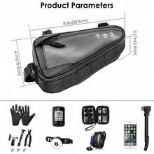 WOTOW Bike Frame Storage Bag, Water Resistant Reflective Bicycle Triangle Bag With Two Side Pockets, Strap-On Under Seat Tool Accessories Pouch For Mountain Road Bike Trip (2L) - Black - View 8