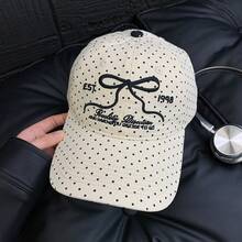 Korean-Style Polka Dot Bow Embroidered Baseball Cap For Women, Spring And Summer  Fashion Soft-Top Baseball Cap, Sweet And Versatile Hat KTRZ - Màu be - Xem 7