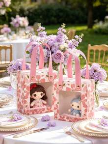 10 Elegant Pink Floral Gift Boxes With Gold Foil Accents - Transparent Window Design, Suitable For Jewelry, Souvenirs - Perfect For Weddings, Birthdays, Bridal Showers And Special Occasions, Gift Boxes - View 5