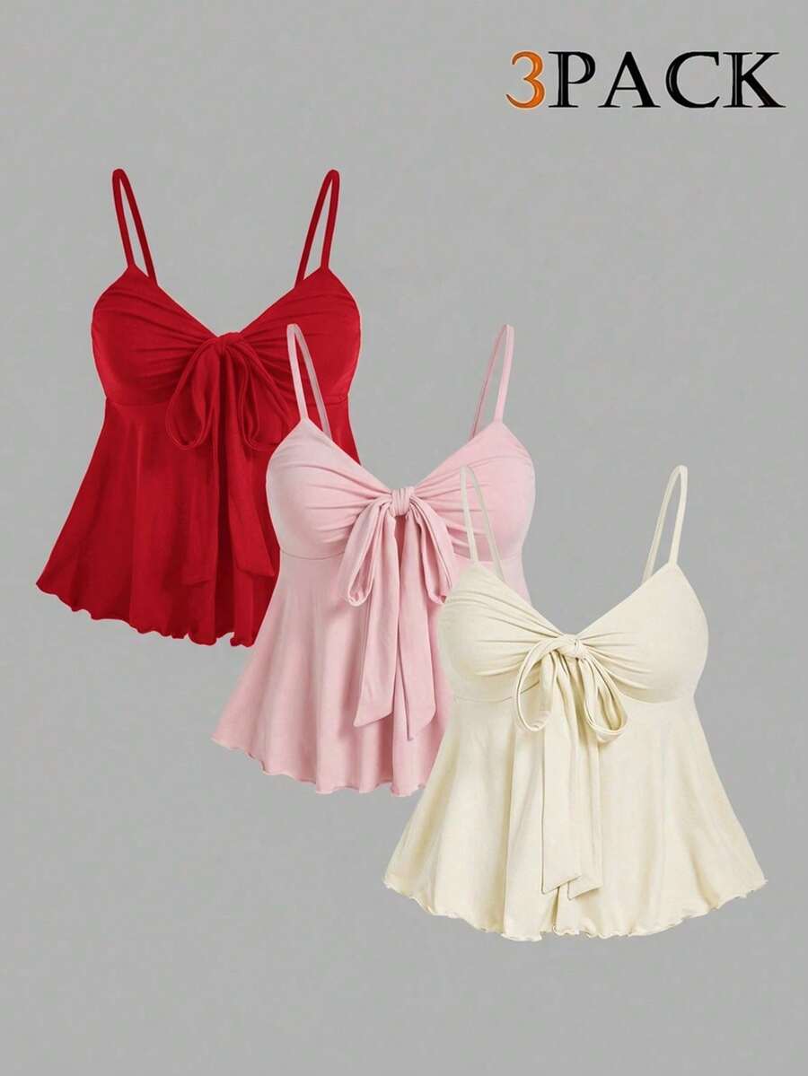 MOD Camisola de mujer con cordones de unicolor, multipaquete, estilo bohemio, adecuada para ropa de playa, atuendo de vaquera occidental, blusas casuales, fiesta rave, festival de música country - Rosa 2 - Ver 1
