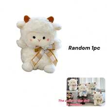 1 pieza Muñeca de peluche de oveja linda, animal de peluche de cordero de dibujos animados, muñeca de tela para niños, regalo de muñeca de peluche sorpresa, muñeca compañera, figura, decoración del hogar, muñeca de peluche suave, regalo de cumpleaños/fiesta - Blanco - Ver 10
