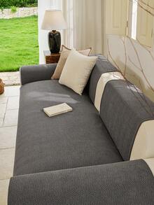 1pc Solid Color Chenille Sofa Cover, Minimalist Style Pet-Friendly, Anti-Scratch Anti-Dirty Anti-Slip, Suitable For All Seasons, Holiday Decor, Fits L-Shaped Sofa In Small Spaces - Dark Grey - View 7