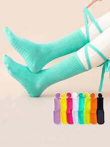 1/3/5pcs Women's Adjustable Rainbow Color Non-Slip Silicone Yoga Socks, Suitable For Pilates, Ballet, Home Workout - Multicolor - View 1