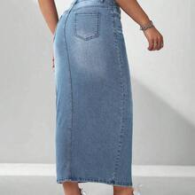 Women Denim Shorts - 深藍色 - 查看 9