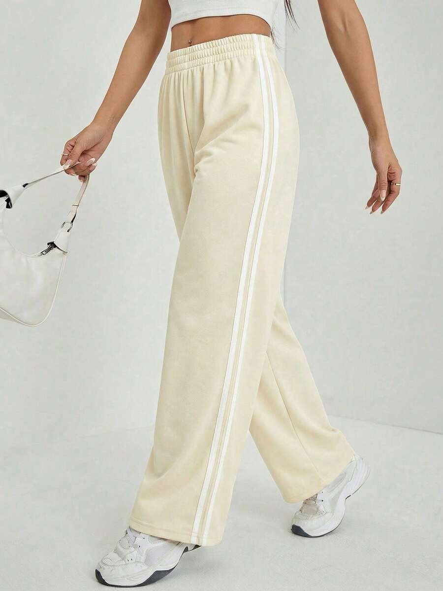 PETITE Pantalones casuales de mujer con rayas laterales negras - Albaricoque - Ver 1