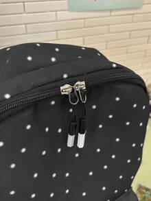 Vintage Polka Dot Girls Backpack | Red Nylon Daily Backpack, Adjustable Shoulder Straps & Multi-Pocket Design | School/Commute/Travel - Multicolor - View 8