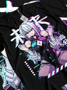Camiseta de Lucy Cyber Edgerrunners Anime Edge Runner Manga Regalo Gráfico de Todos los Tamaños. JPG - Negro - Ver 2