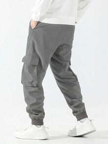 Men's Casual Letter Print Jogger Pants - Grey - View 2