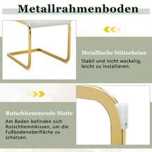 [Set Of 2] Dining Chairs With Diamond Pattern / Set Of 2 Modern Dining Chairs / High Backrest + Comfortable Seat Cushion / Non-Slip And Durable Metal Frame / Suitable For Dining Room, Living Room And Kitchen - White + Gold - View 6