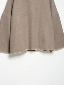 Camellia 秋冬新款女式歐美風時尚極簡百搭寬鬆高領長袖開襟夾克外套 - 卡其色 - 查看 11