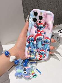 Disney Has Authorized, Phone Case - Chain Set, The Stitch Lilo & Stitch 3D Phone Case Plus A Silicone 3D Stitch Bracelet With Metallic Ring Removable Bracelet, Stitch And Angel Pattern, Compatible With Iphone17/16/15/14/13/12/11/XS/XR/X Plus Pro Max, A Stylish Cartoon Phone Case, The Perfect Gift Choice, Phone Protection, Durable Phone Cover, Great Gift For Friends And Family. - 白色 - 查看 4