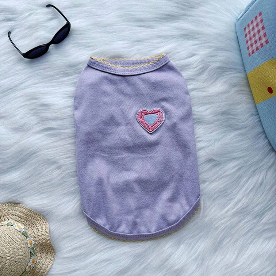 Vêtements pour chiens et chats de compagnie, simples et mignons, style doux, gilet pour petits chiens et chats, vêtements d'été, printemps et automne, vêtements pour animaux de petite race, violet et rose