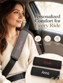 Personalized Seat Belt Cover, Custom Embroidered Name Car Seat Belt Pad, Soft Shoulder Strap Protector, New Driver Gift, Car Accessory Gift - Multicolor - View 7