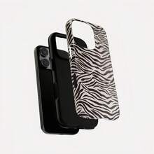 Zebra Fur Phone Case Compatible With IPhone 17 16 15 14 13 12 11 Pro Max - Black - View 3