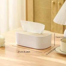 1pc Modern Bamboo Lid Tissue Box Holder - Durable Plastic, Square Dispenser With Wooden Top, Suitable For Bathroom, Vanity, Counter And Office Decor, Bathroom Vanity Accessory, Bathroom Decor And Accessories, Minimalist Design, Modern Decor - Multicolor - View 4