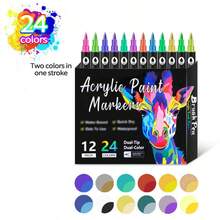 1pc 24/48/72/96/120/168/192/240 Colors Dual-Tip Dual-Color Marker Pen, Acrylic Paint Pen For Glass Painting, Layering Colors, Art Students & Professionals - Multicolor - View 15