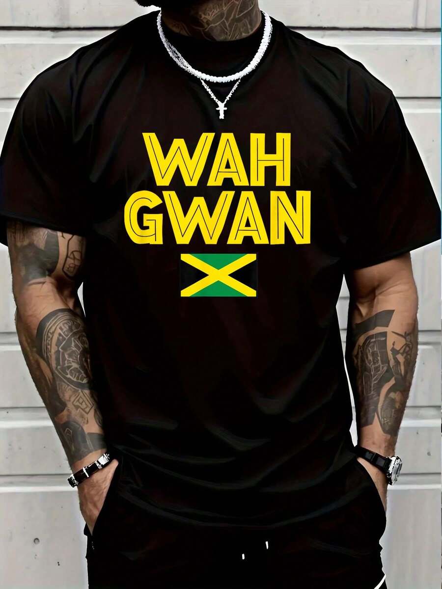 100% Cotton Wah Gwaan Jamaica Flag Jamaican Pride Reggae Vacation TShirt T-Shirt Women's Men Graphic Tee - Đen 10 - Xem 1
