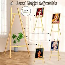 Gold Metal Easel Stand For Sign,Heavy Duty Art Easel With Adjustable Chain,Tripod Structure,4-Level Height-Easels For Wedding Welcome Sign Holder Shower Poster,Birthday Party,Posters - 預設 - 查看 4
