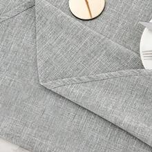 1 buah Taplak Meja Bertekstur Linen Rustic dengan Pinggiran Bulat, Tahan Panas dan Debu, Penutup Meja Makan Dapur, Dekorasi Restoran, Pesta Liburan, Tekstil Dekorasi Rumah - Grey - View 2