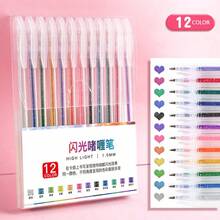 36色闪光笔套装，闪亮中性色笔，INS风美学日记笔，亮片荧光笔，适用于绘画、书写、日记，珠光粉可更换速干水彩笔，适用于日记、学习、美术用品 - 多色 - 查看 8