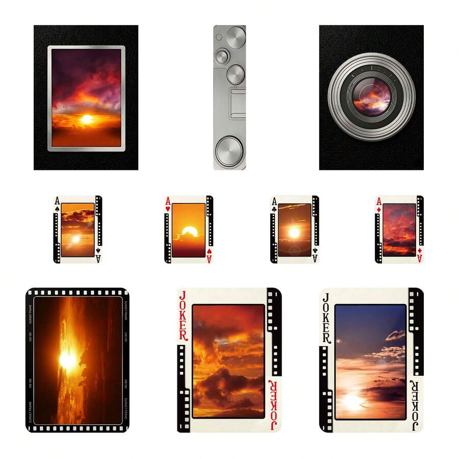 YFOPEN 9*6.5cm Sunset Theme Paper Playing Cards, Each Card With Unique Sunset Landscape Pattern, Elegant Healing Artistic Style, Party Entertainment Cards, Creative Thoughtful Gift - Multicolor - View 1