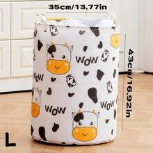 1pc Foldable Round Storage Basket Laundry Hamper, Multi-Purpose Clothes & Miscellaneous Items Organizer Bin, Suitable For Bedroom, Bathroom, Dorm, With Dual Handles For Easy Carrying, Available In Multiple Colors - Multicolor - View 4