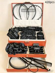 5/420pcs/Set Black Basic Hair Accessories Set, Simple And Practical, One Set For Daily Hairstyles - Suitable For Girls And Women, Daily Essential - Multicolor - View 15