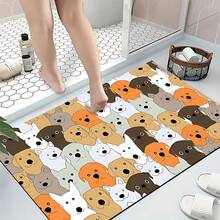 1pc, Home Decor, Dog Pattern Print, Diatom Mud Rug, Easy To Clean, 3D Print Rectangular, Suitable For Doorway, Living Room, Kitchen, Bedroom, Hallway, Bathroom, Laundry Room - Polyester Rug, Suitable For Indoor And Outdoor Home Decor - Multicolor - View 3