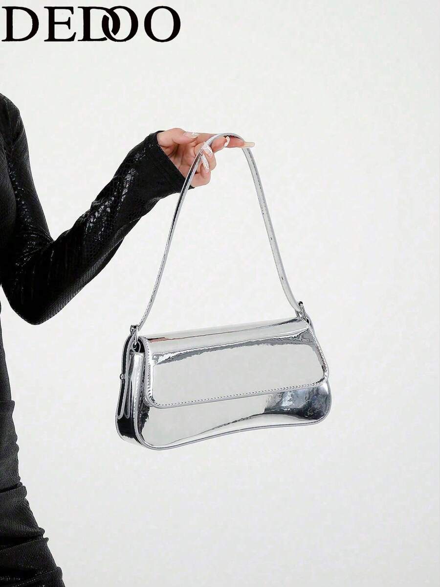 2025 New Solid Color PU Material Luxurious Clutch Bag, This Is A Solid Color Bright Color Evening Clutch Bag, Featuring A Fashionable Unique Short Arc Design, With A Back Buckle, Suitable For Ladies' Shoulder Or Crossbody Wear, 2024 Korean Fashion, The Best Valentine's Day Gift For Her, Also Suitable For Travel, Shopping And Various Occasions.