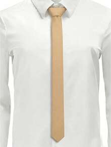 1PC Men's Solid Color Tie, Business Formal Narrow Tie (4cm) - Beige - View 2