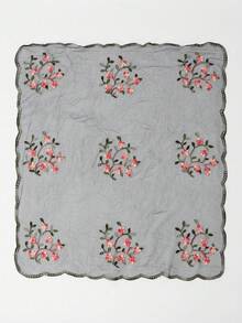 1件新款刺繡花卉印花頭巾,簡約輕便休閒,多功能方頭巾,適合四季,夏季旅行度假必備配件 - 彩色 - 查看 6