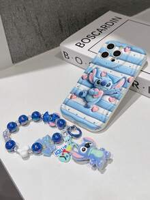Disney Has Authorized, Phone Case - Chain Set, The Stitch Lilo & Stitch 3D Phone Case Plus A Silicone 3D Stitch Bracelet With Metallic Ring Removable Bracelet, Stitch And Angel Pattern, Compatible With Iphone17/16/15/14/13/12/11/XS/XR/X Plus Pro Max, A Stylish Cartoon Phone Case, The Perfect Gift Choice, Phone Protection, Durable Phone Cover, Great Gift For Friends And Family. - trắng - Xem 5