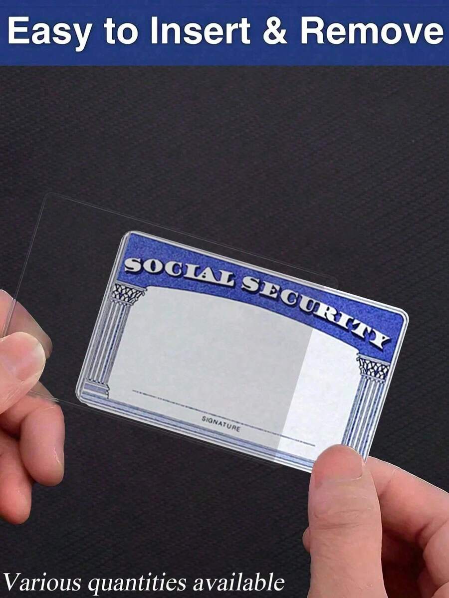 100/50 piezas Nuevo Portador de tarjeta transparente, Protector de tarjeta de identificación, Protector de tarjeta bancaria, ¡Puede proteger su nueva tarjeta de médico, tarjeta de crédito, tarjeta de presentación y tarjeta de social! (Tarjetas no incluidas) De vuelta a la escuela - A - Ver 1